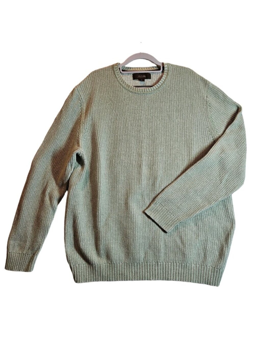 Tasso Elba Pullover Sweater Mens XL Green Cotton Career Office Hipster Retro Dad